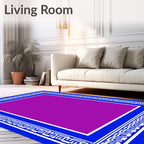 Bold Blue White Greek Key Square Rug