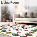 Red Green Gold Snowman Holiday Border Rug