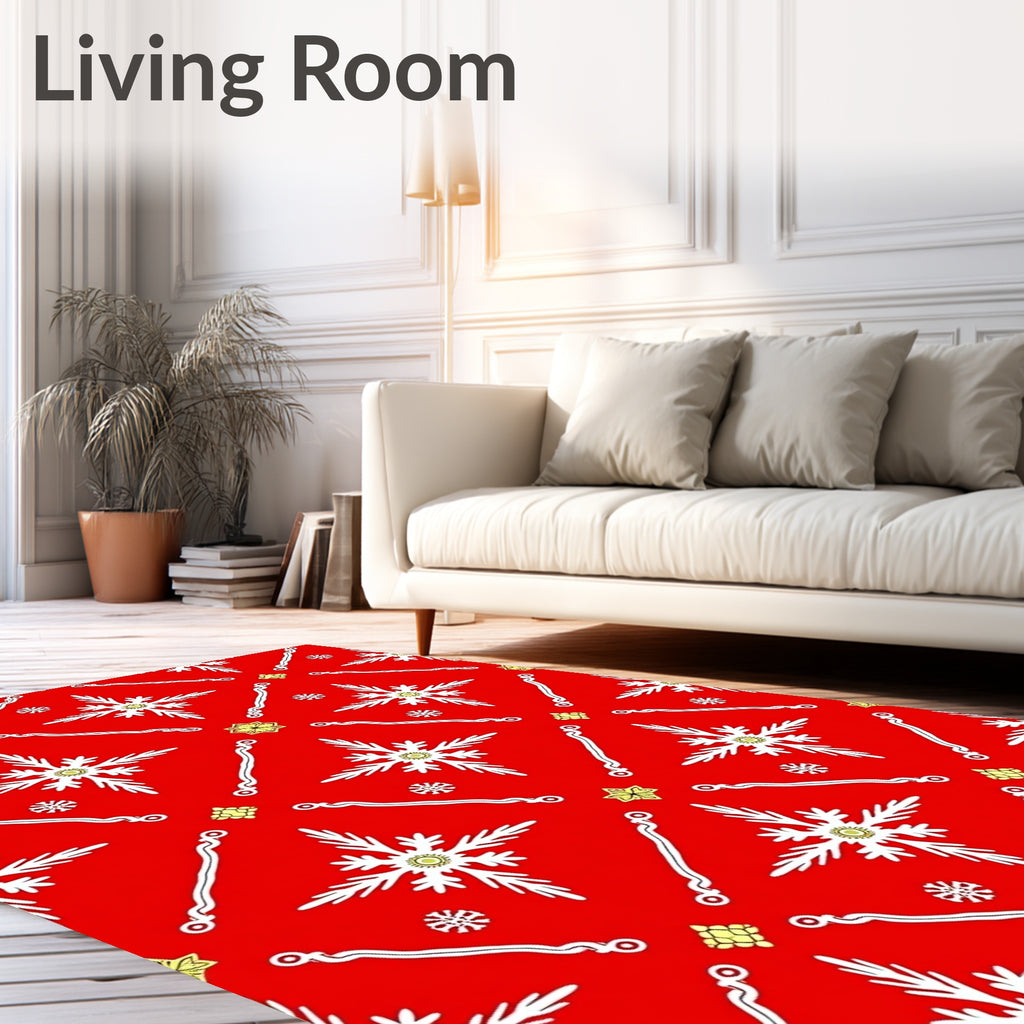Red Festive Snowflake Medallion Rug