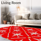 Red Festive Snowflake Medallion Rug