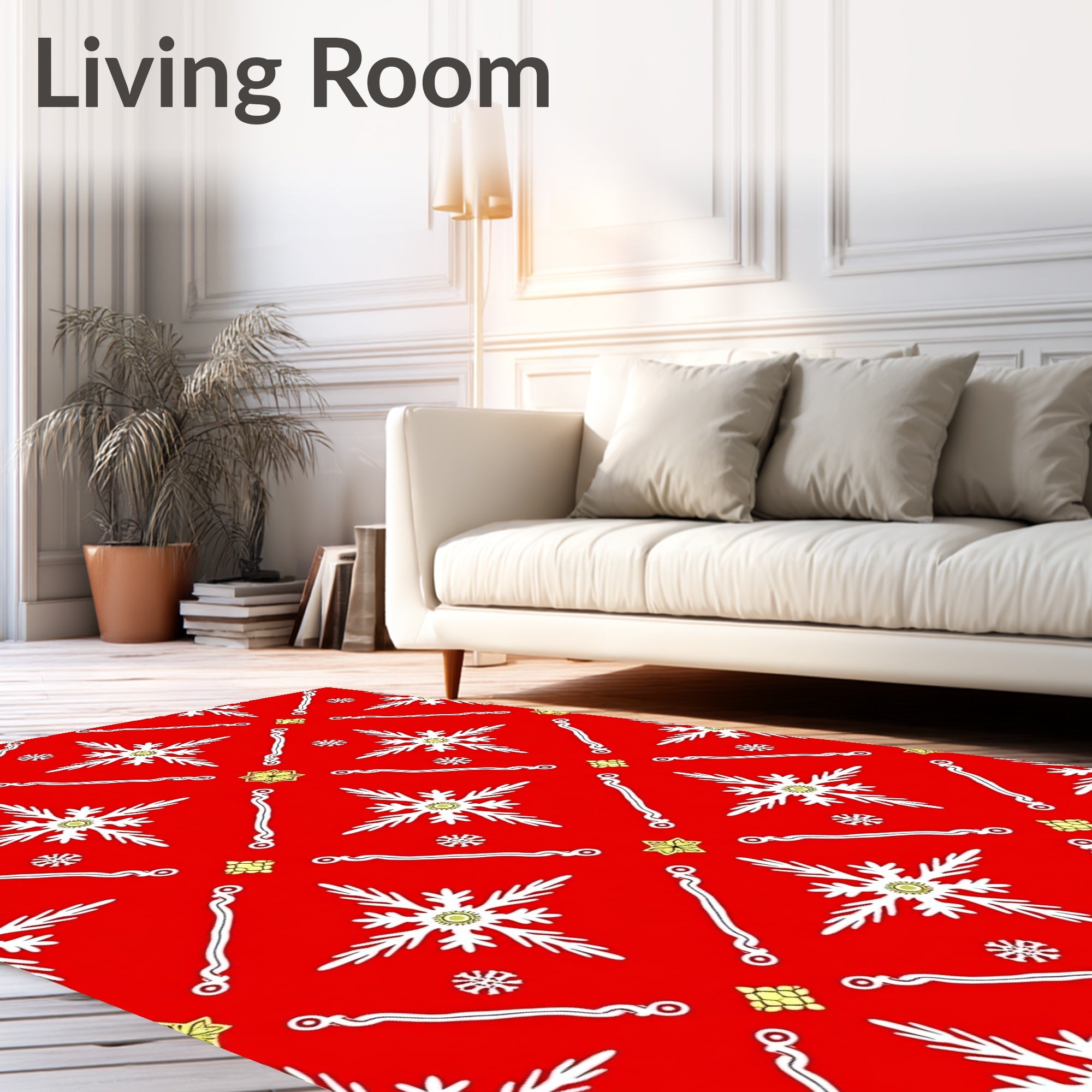 Red Festive Snowflake Medallion Rug