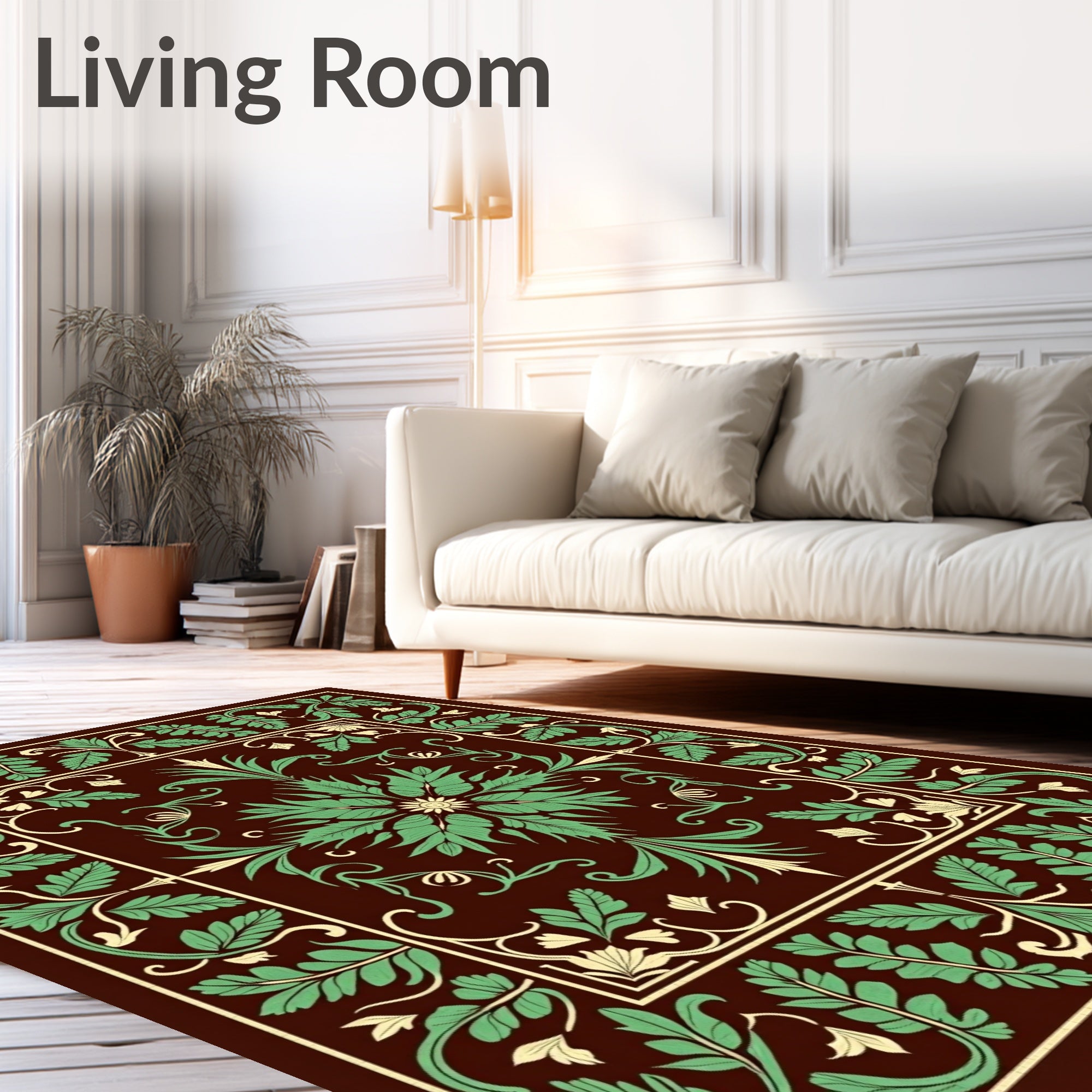 Rich Brown Emerald Botanical Garden Rug