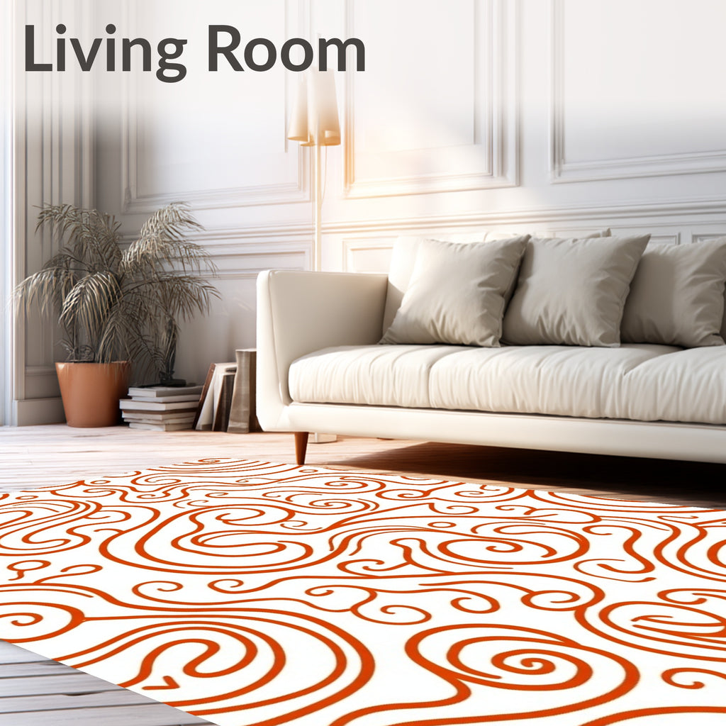 Vibrant Orange Swirl Meadow Rug