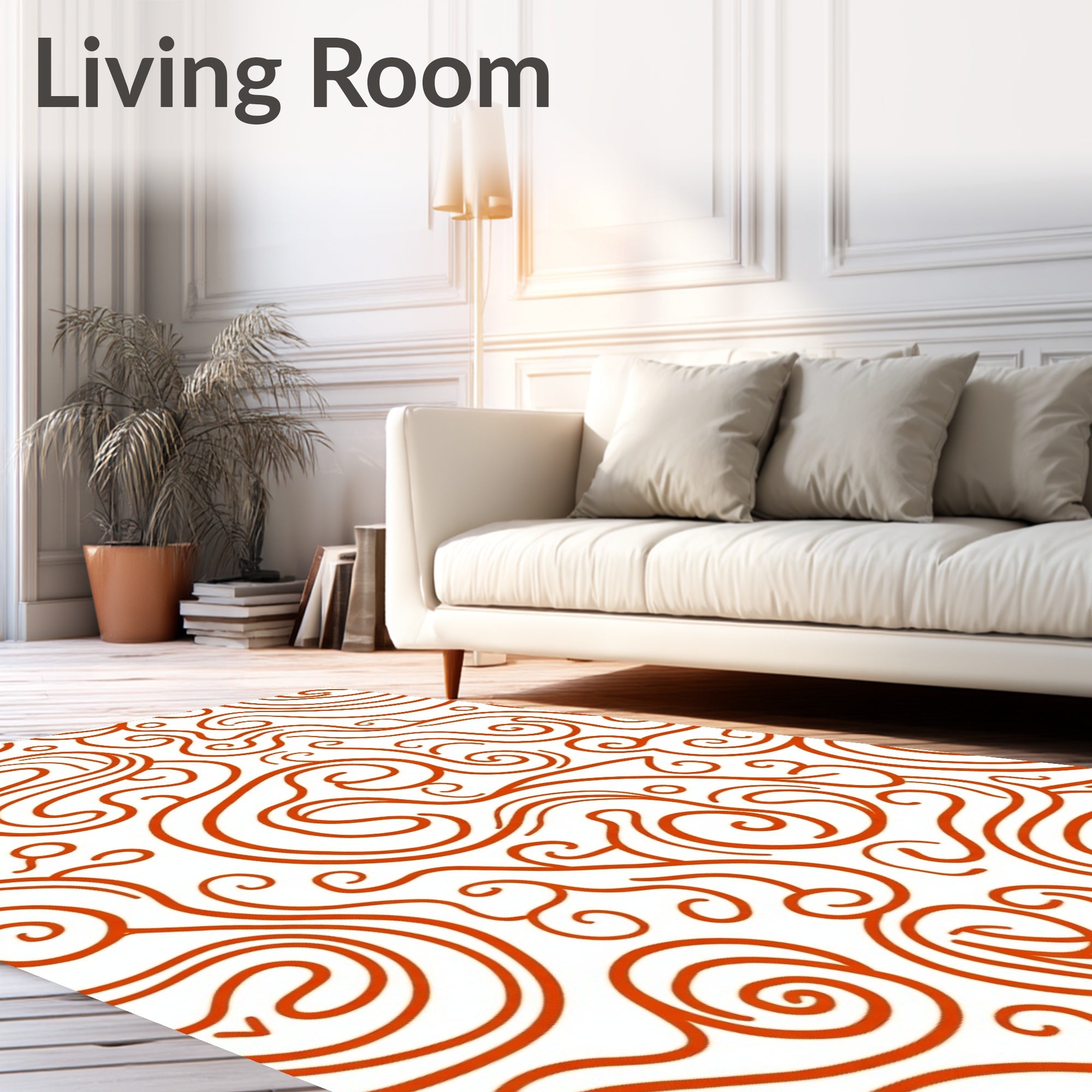 Vibrant Orange Swirl Meadow Rug