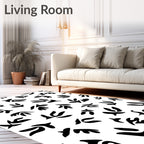 Black Abstract Botanical Shape Rug