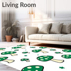 Whimsical Green Mushroom Dots Rug