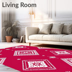 Crimson White Diamond Folk Art Rug