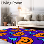 Spooky Orange Jack-o-Lantern Witch Hat Rug