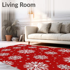 Classic White Snowflake Snowfall Rug