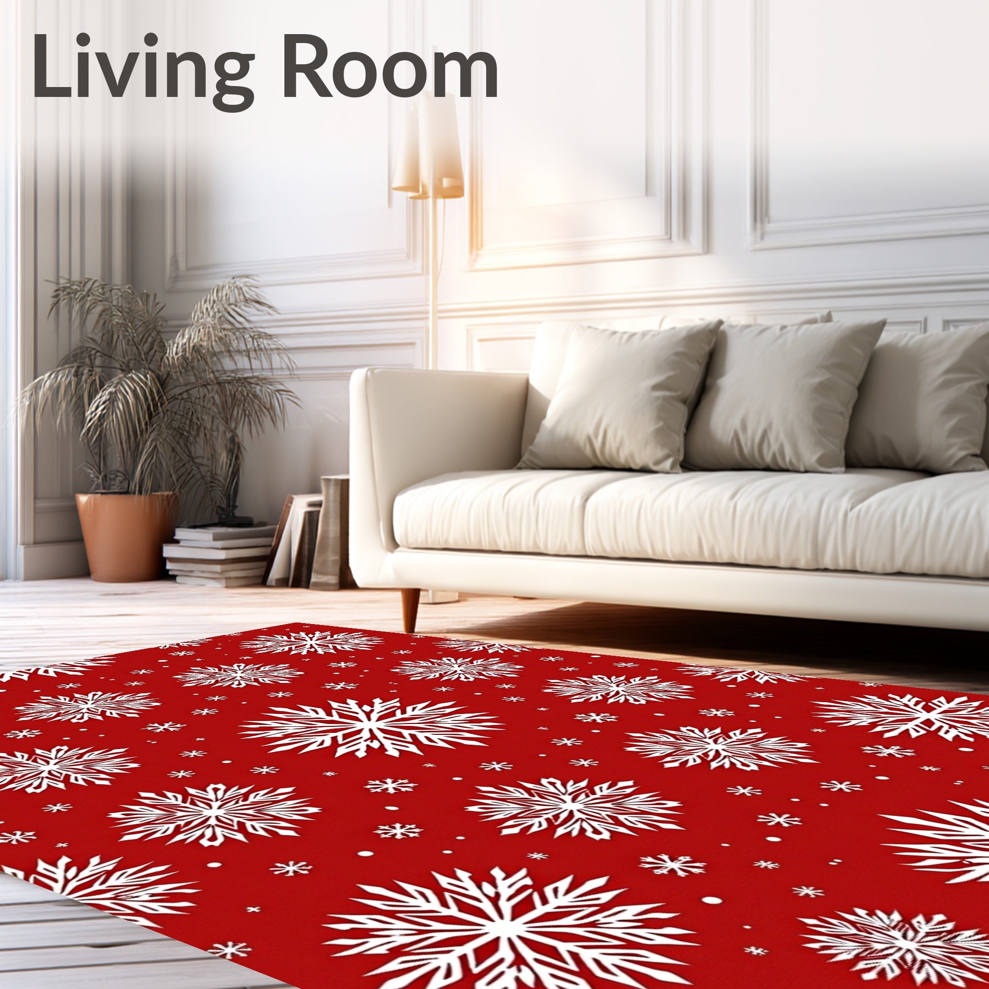 Classic White Snowflake Snowfall Rug