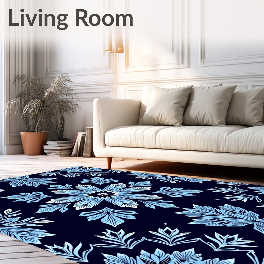 Light Blue Starburst Floral Medallion Rug