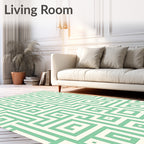 Soft Mint Geometric Labyrinth Intricate Rug