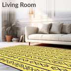 Yellow Black Tribal Stripe Collection Rug