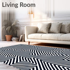 Bold Monochrome Linear Illusion Rug
