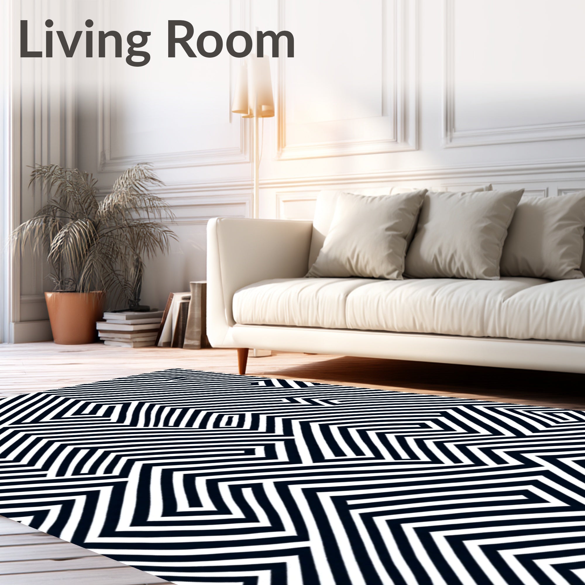 Bold Monochrome Linear Illusion Rug