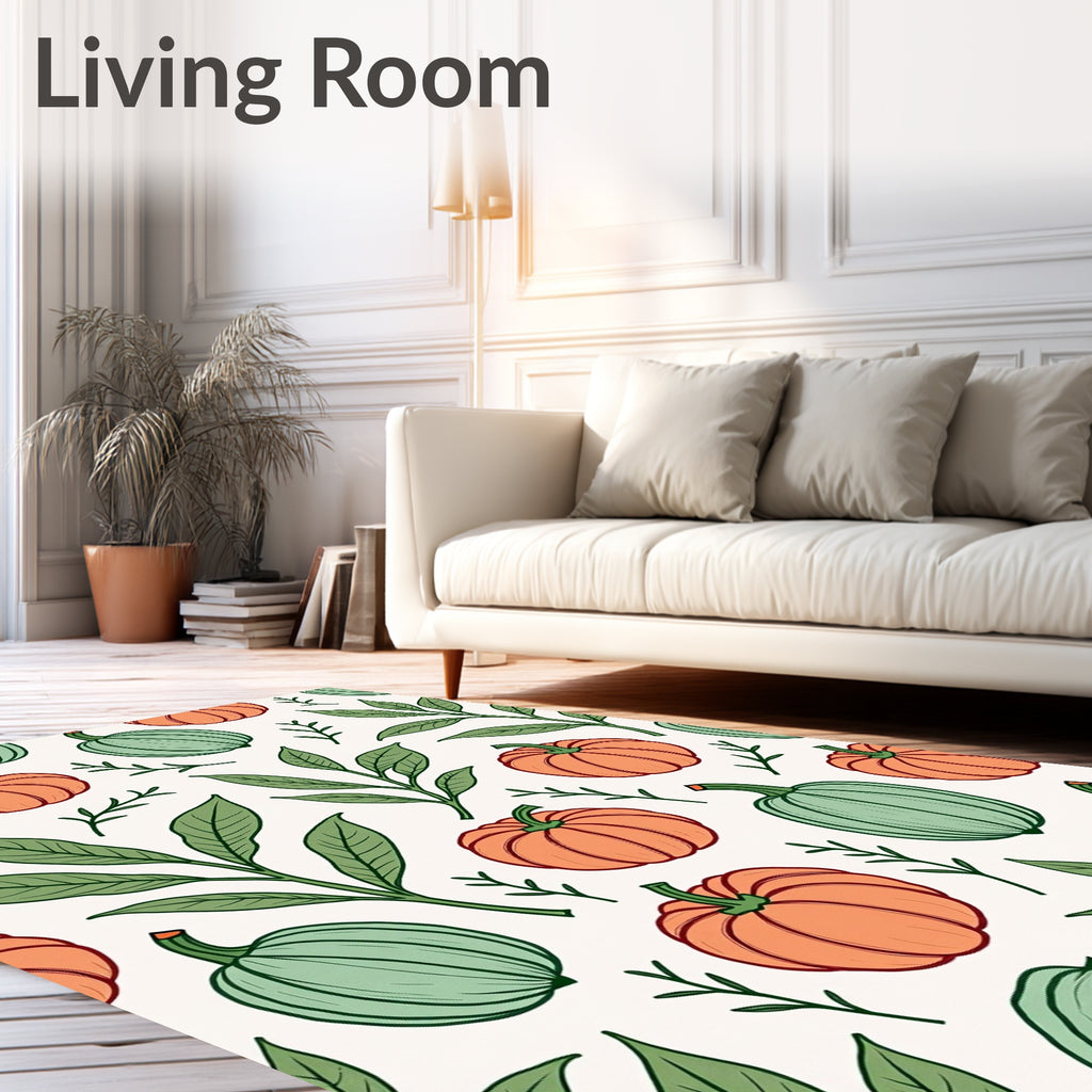 Autumn Pumpkin Leaves Swirl Rug