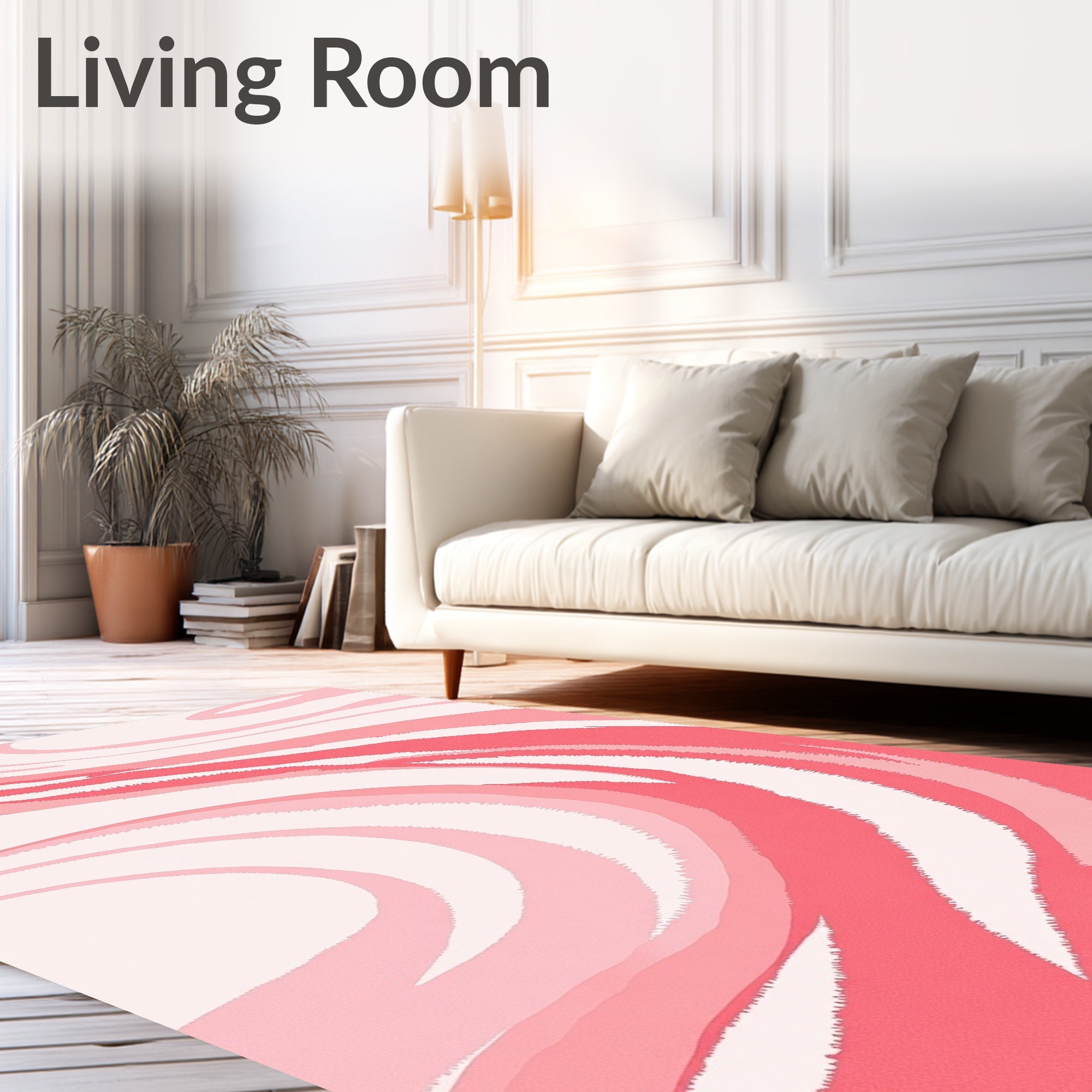 Coral Pink Swirl Abstract Rug