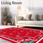Festive Red Christmas Cats Ornaments Rug