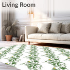 Green Leafy Swirls with Orange Accents Rug