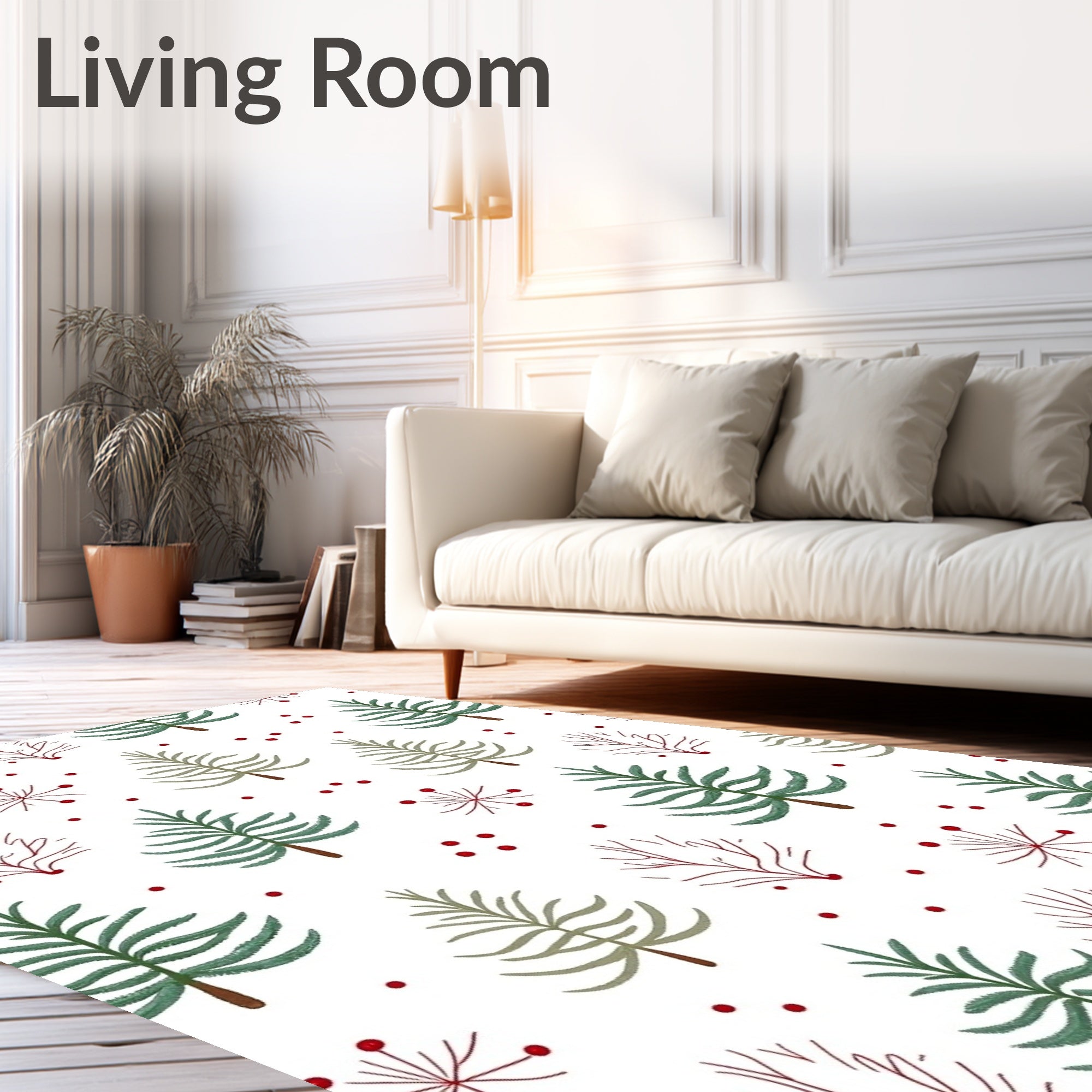 Whimsical Forest Friends Red Berry Rug