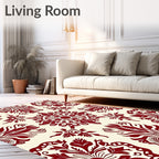 Crimson Medallion Floral Damask Rug