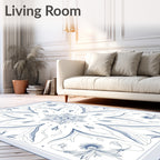 Ornate Blue Floral Medallion Square Rug