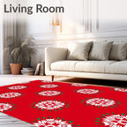 Crimson Snowflake Starburst Medallion Rug