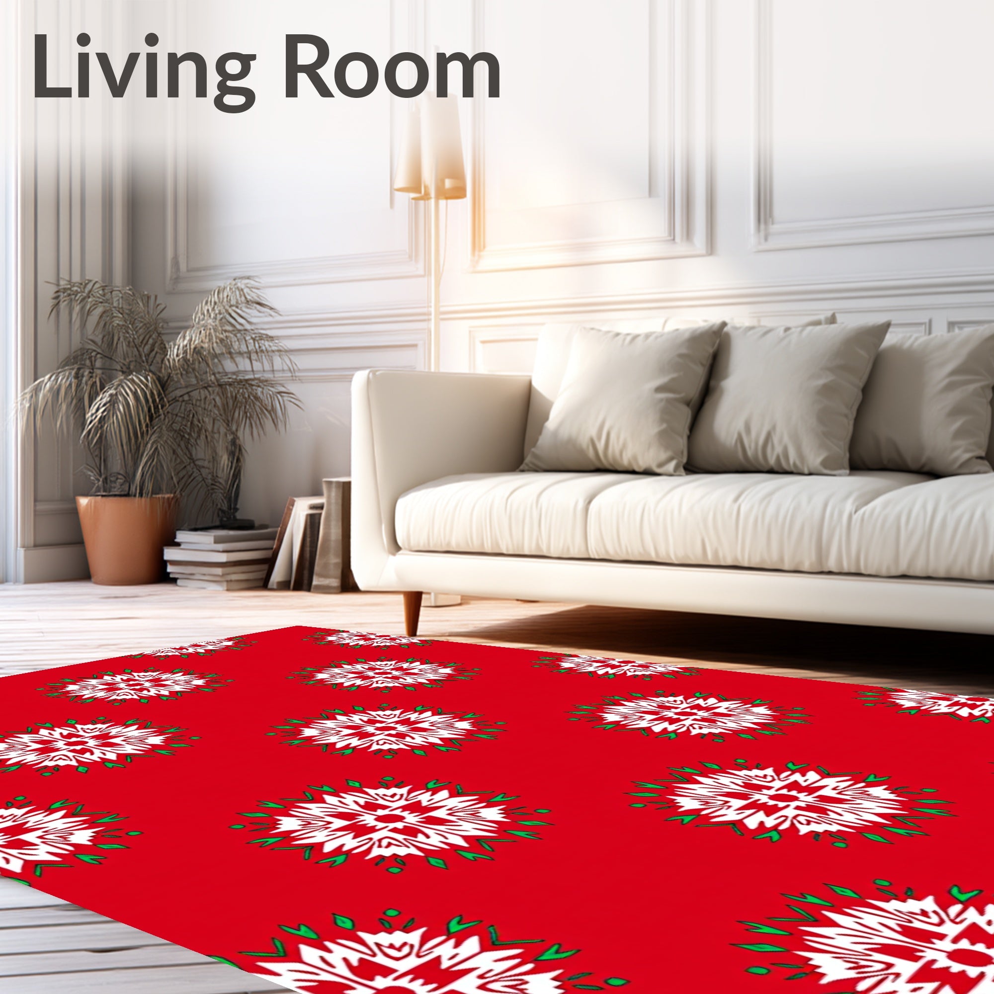 Crimson Snowflake Starburst Medallion Rug