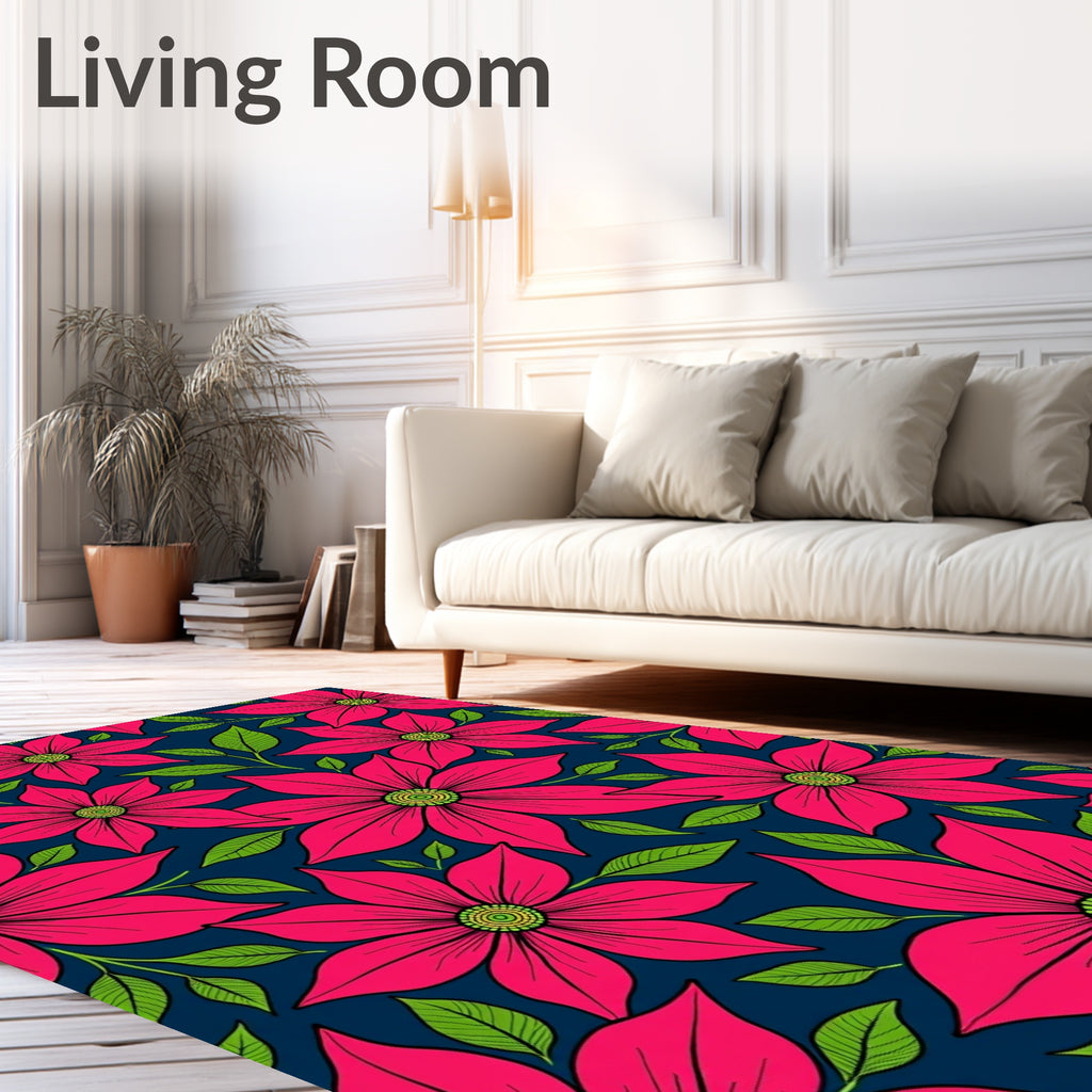 Vibrant Fuchsia Floral Garden Rug