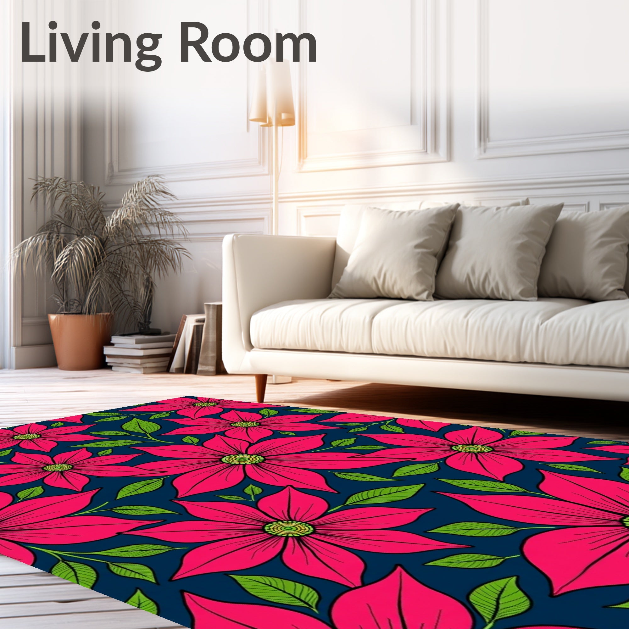 Vibrant Fuchsia Floral Garden Rug