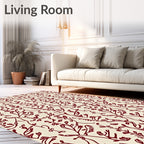 Deep Red Vine Scroll Rug