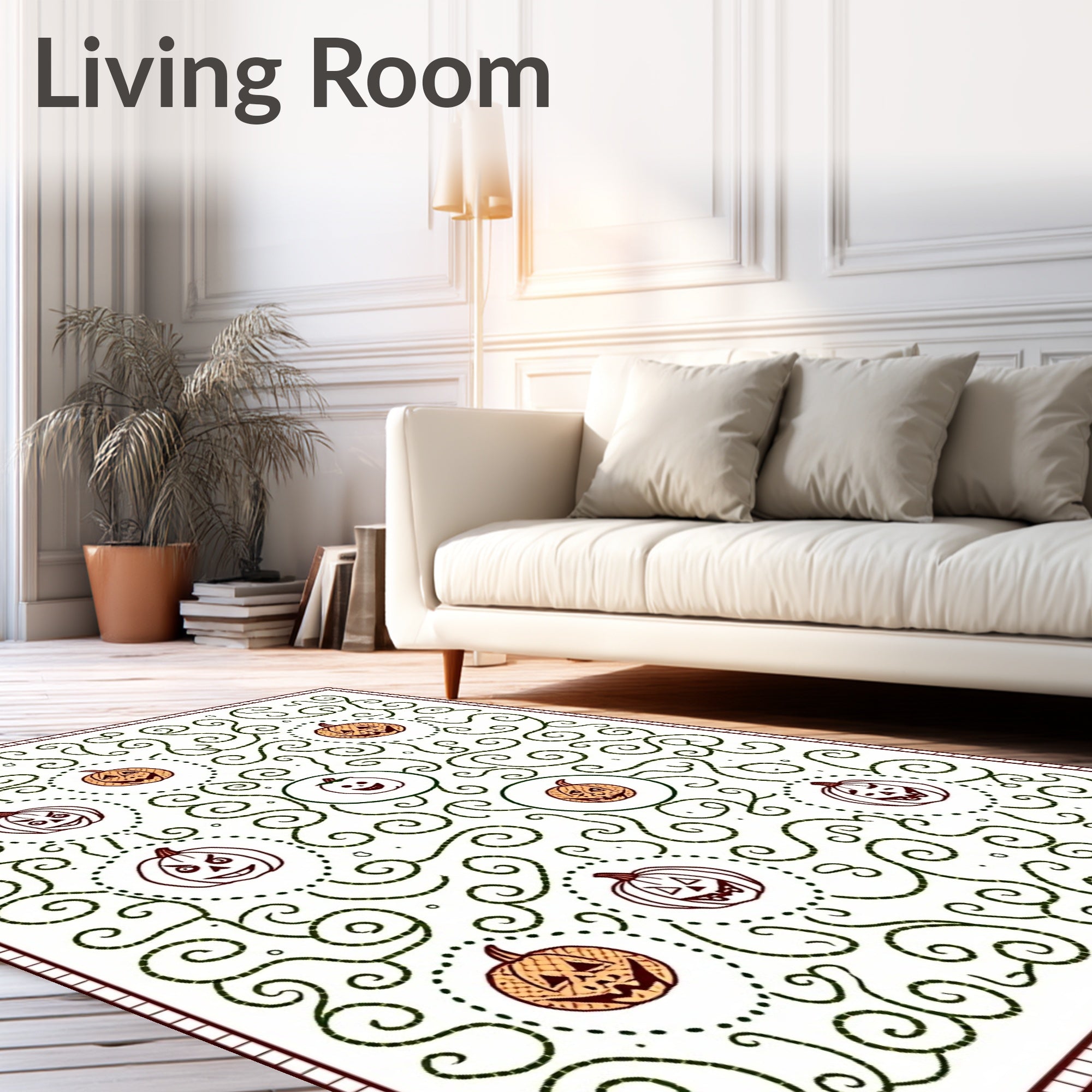 Whimsical Halloween Pumpkin Swirls Rug