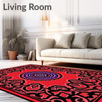 Vibrant Crimson Mandala With Purple Accents Rug