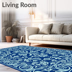 Elite Blue Floral Filigree Medallion Rug