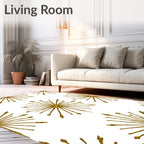 Golden Sunburst Radiating Star Rug