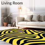 Bold Yellow Black Organic Waves Rug