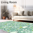 Whimsical Teal Organic Contour Flow Rug