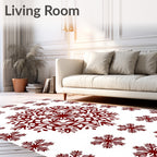 Crimson Snowflake Mandala Arrangement Rug