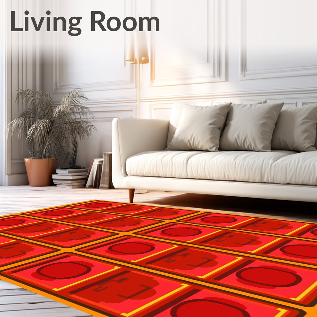 Red Orange Joyful Face Stack Rug