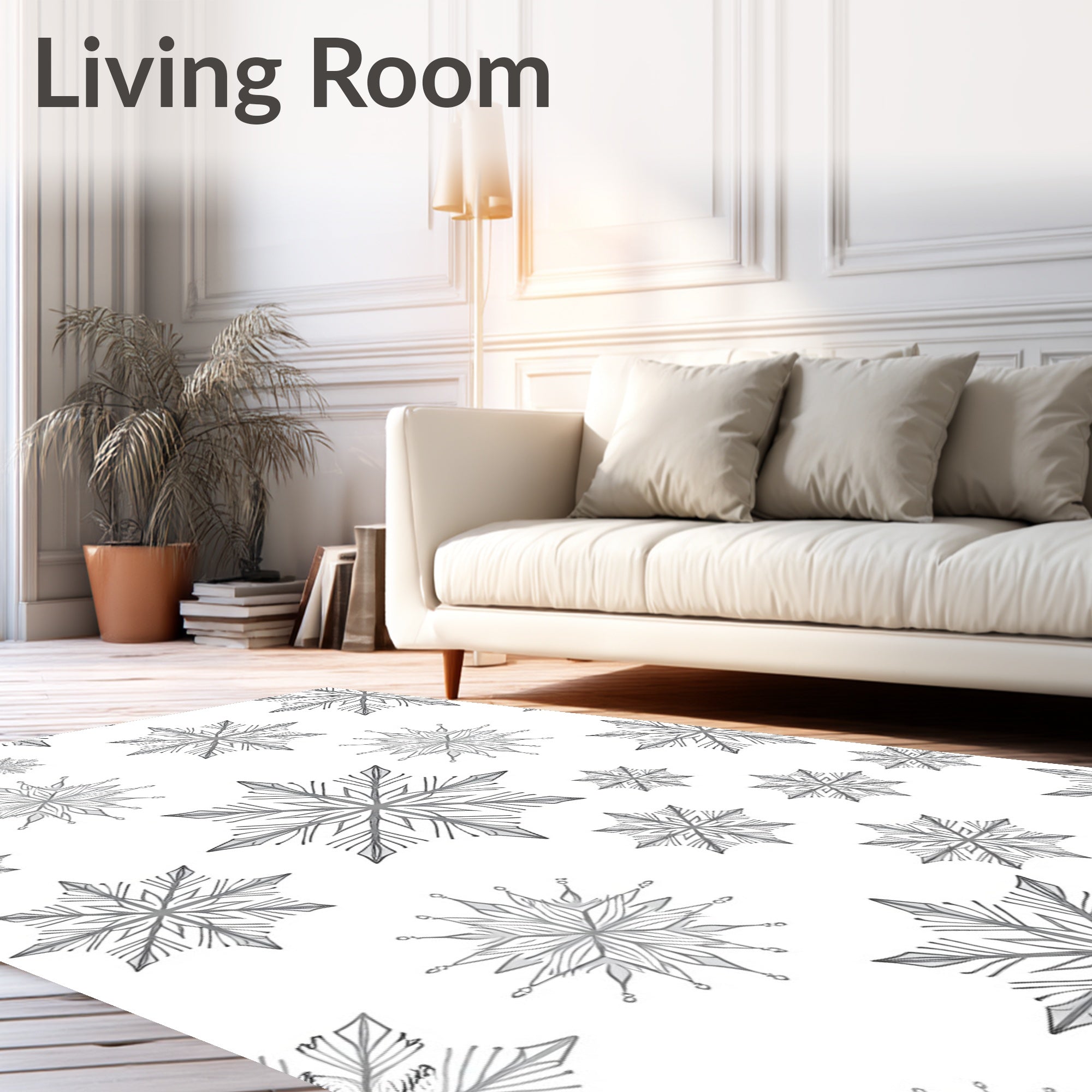 Gray Sketchy Snowflake Scatter Rug