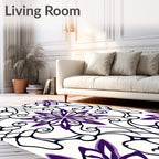 Deep Purple Floral Scrollwork Medallion Rug