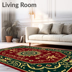 Crimson Gold Octagon Sunburst Border Rug