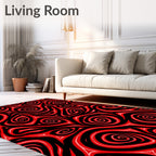 Bold Red Swirl Abstract Rug