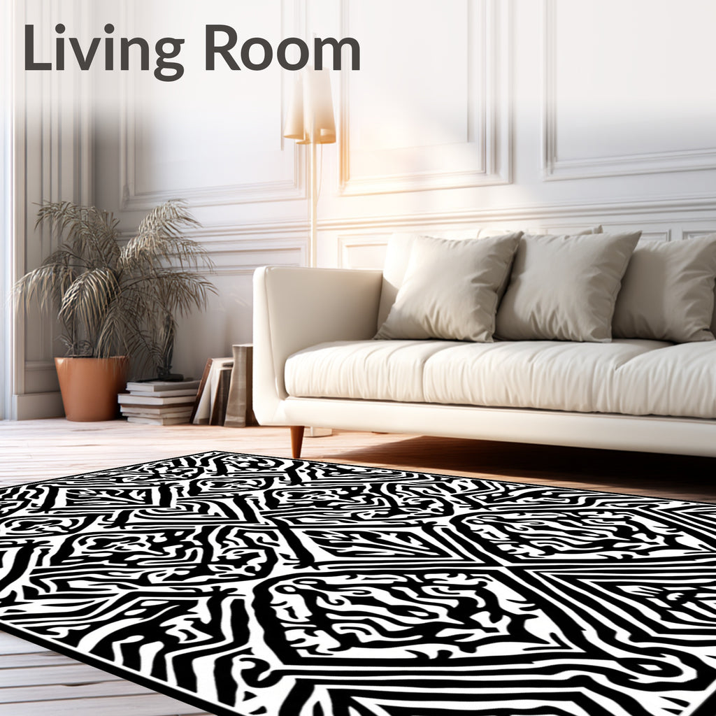 Monochromatic Bold Tribal Diamond Rug