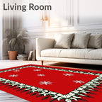 Crimson Snowflake Border Rug