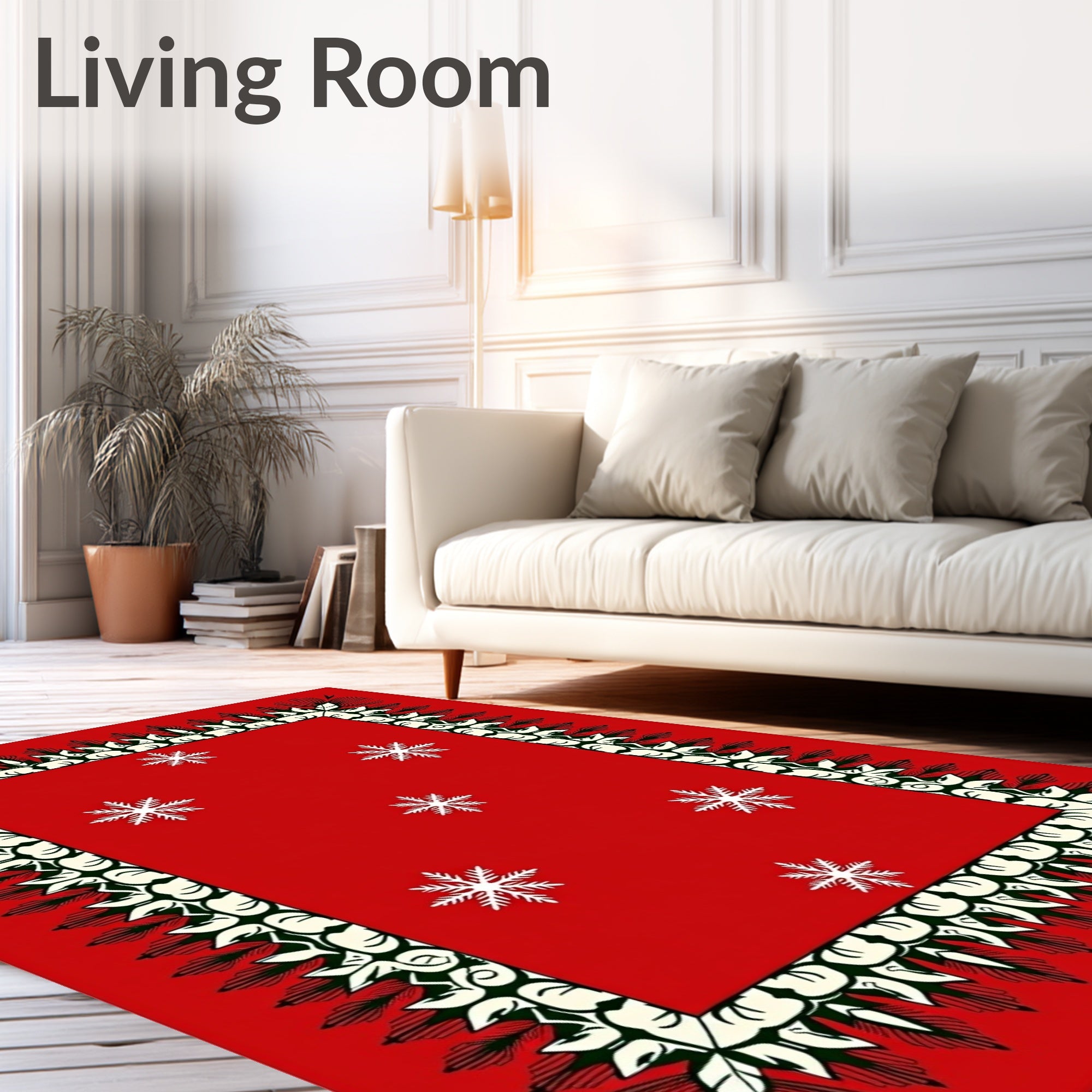 Crimson Snowflake Border Rug