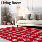 Red Snowflakes All Over Rug