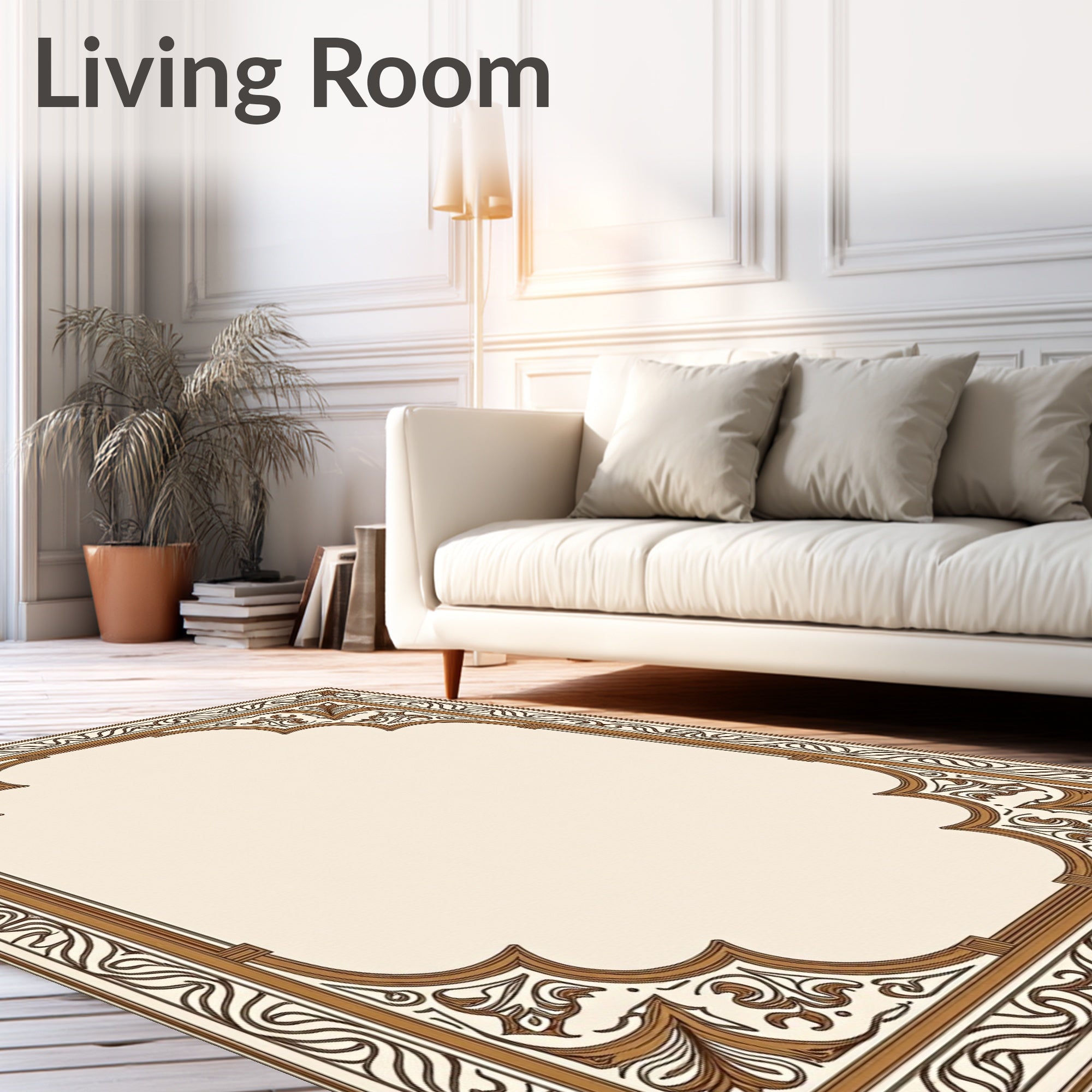 Ornate Brown Arabesque Archway Frame Rug