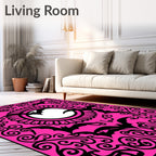 Fuchsia Flying Bats Spiral Frame Rug