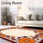 Autumn Pumpkin Floral Border Rug